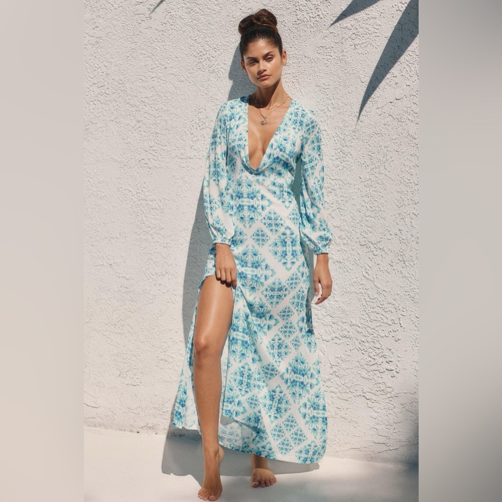 Luli Fama Deep-V Dress Size Small Anthropologie